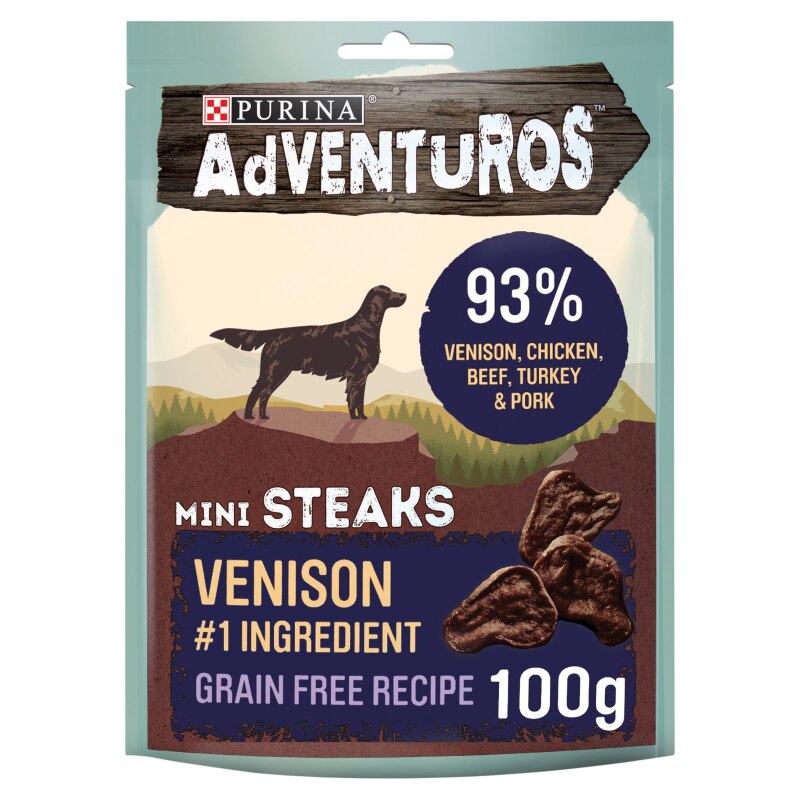 Adventuros Mini Steaks Wild Venison Dog Treats - 100g